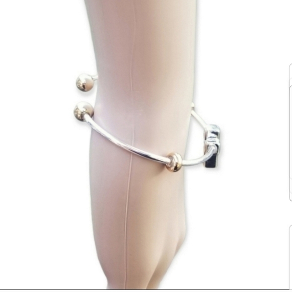 SILVERTONED FAITH CROSS CHARM SLENDER CUFF BRACELET - Picture 6 of 6